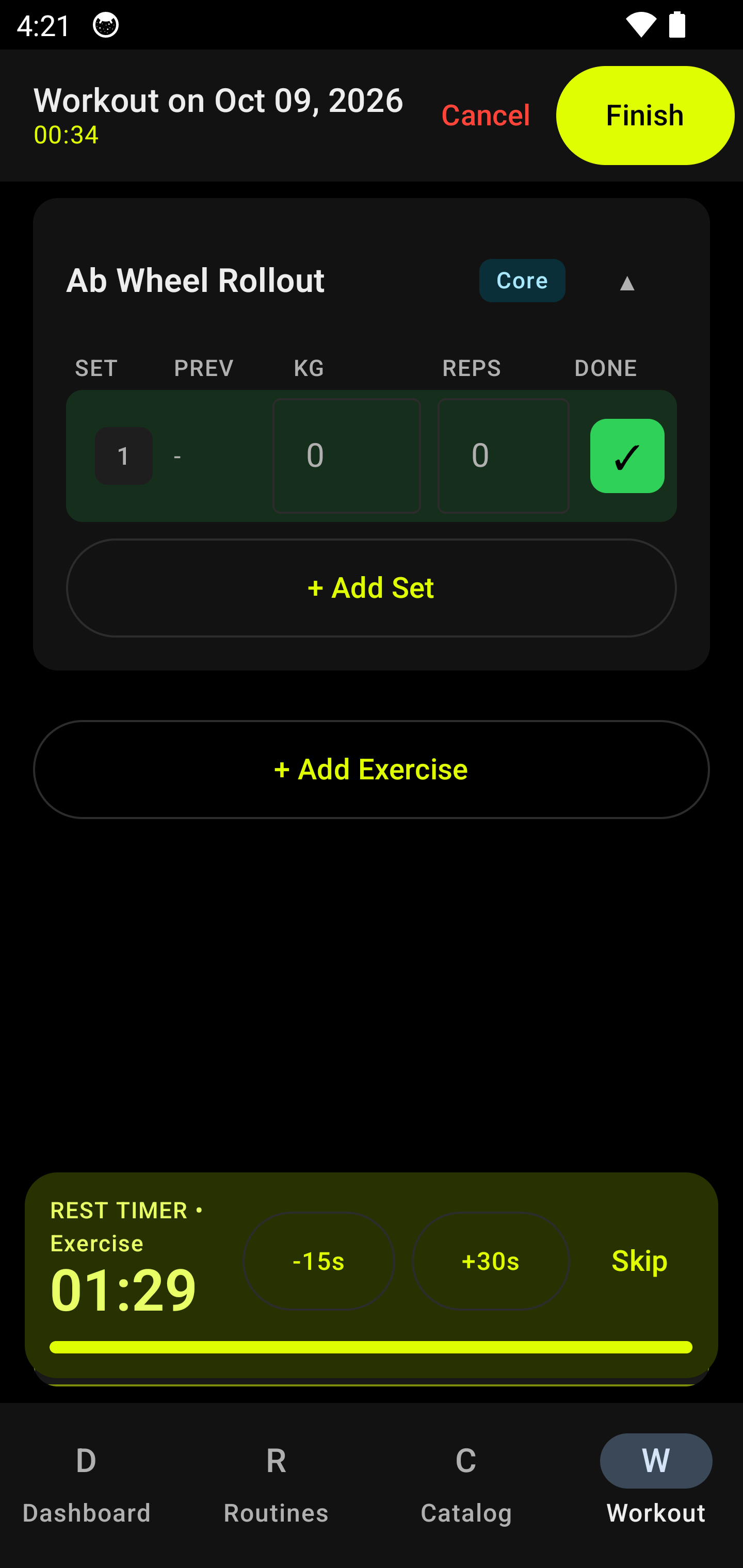 stackd Active Workout Logging